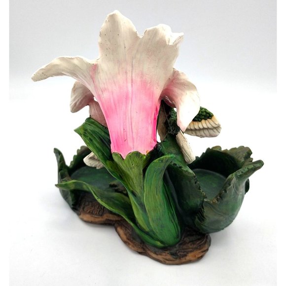 Hummingbird Votive Candle Holder Floral Marked DWK 2010 on back 6 Inches Tall - Picture 13 of 14